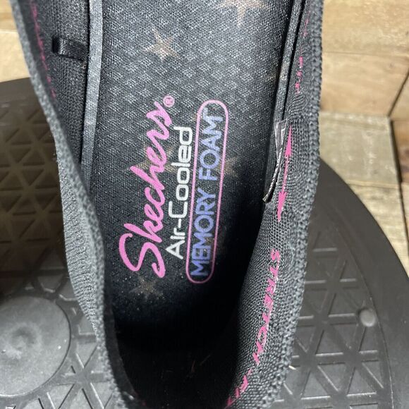 Skechers Womens Size 9 Cleo Ballet Flats Shoes Black Knit Stretch Fit Slip On - Picture 7 of 10